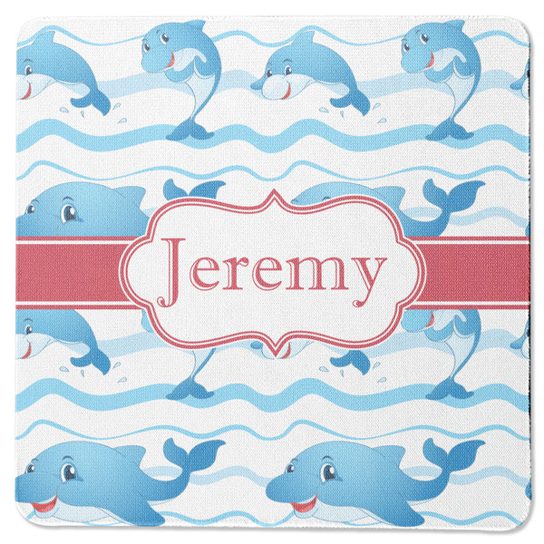 Custom Dolphins Square Rubber Backed Coaster (Personalized)