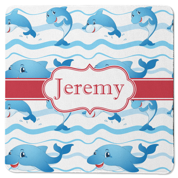 Custom Dolphins Square Rubber Backed Coaster (Personalized)