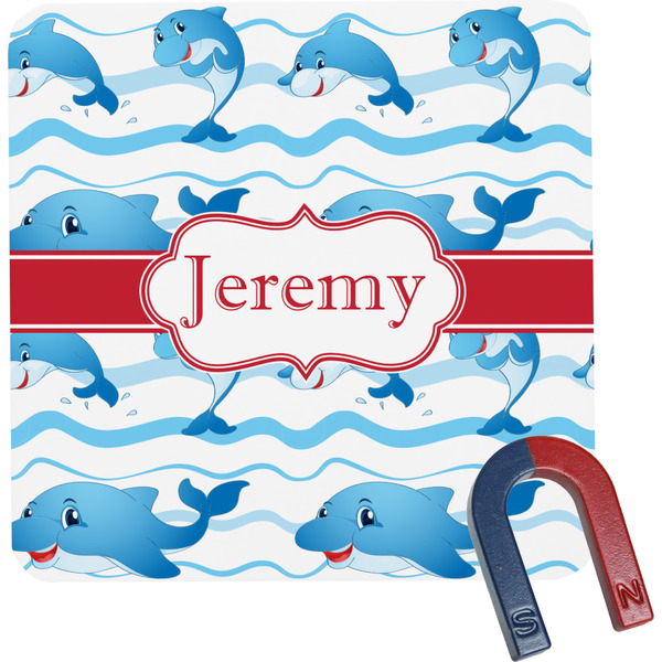 Custom Dolphins Square Fridge Magnet (Personalized)