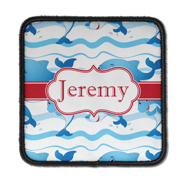 Custom Dolphins Iron On Square Patch w/ Name or Text