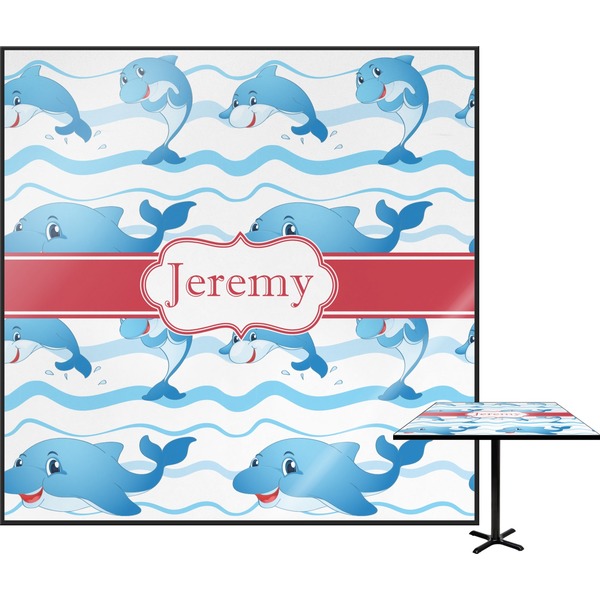 Custom Dolphins Square Table Top - 24" (Personalized)