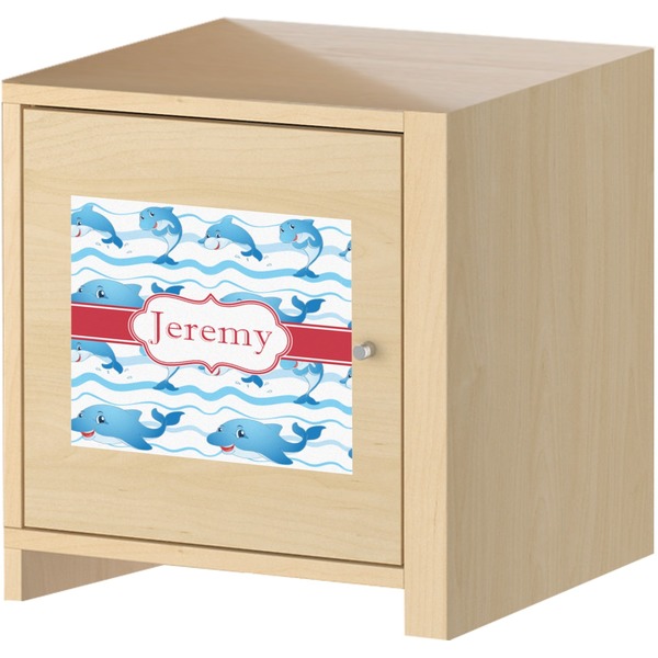 Dolphins Square Wall Decal on Wooden Cabinet