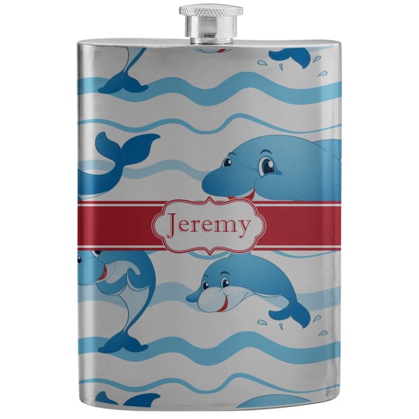 Custom Dolphins Stainless Steel Flask (Personalized)