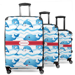 Dolphins 3 Piece Luggage Set - 20" Carry On, 24" Medium Checked, 28" Large Checked (Personalized)
