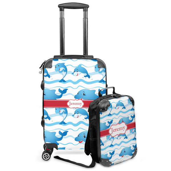 Custom Dolphins Kids 2-Piece Luggage Set - Suitcase & Backpack (Personalized)