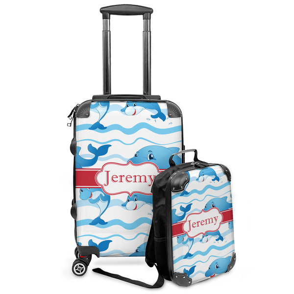 Custom Dolphins Kids 2-Piece Luggage Set - Suitcase & Backpack (Personalized)