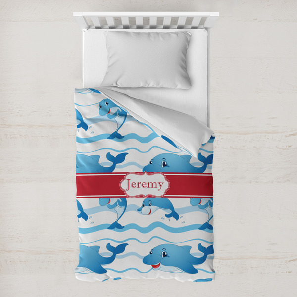 Custom Dolphins Toddler Duvet Cover w/ Name or Text
