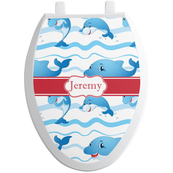 Custom Dolphins Toilet Seat Decal - Elongated (Personalized)
