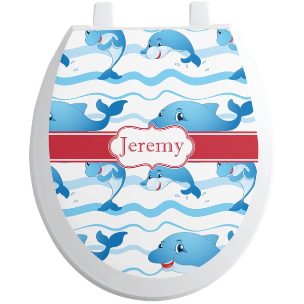 Custom Dolphins Toilet Seat Decal - Round (Personalized)