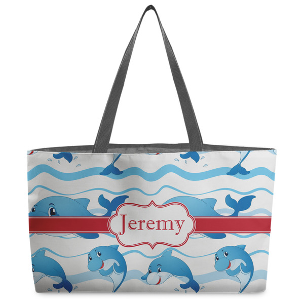 Custom Dolphins Beach Totes Bag - w/ Black Handles (Personalized)