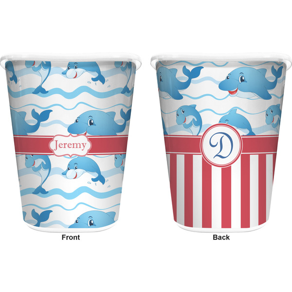 Dolphins Trash Can White - Front and Back - Apvl
