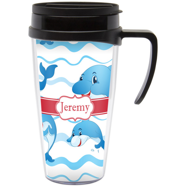 Custom Dolphins Acrylic Travel Mug with Handle (Personalized)