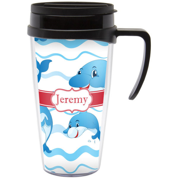 Custom Dolphins Acrylic Travel Mug with Handle (Personalized)