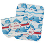 Dolphins Burp Cloths - Fleece - Set of 2 w/ Name or Text