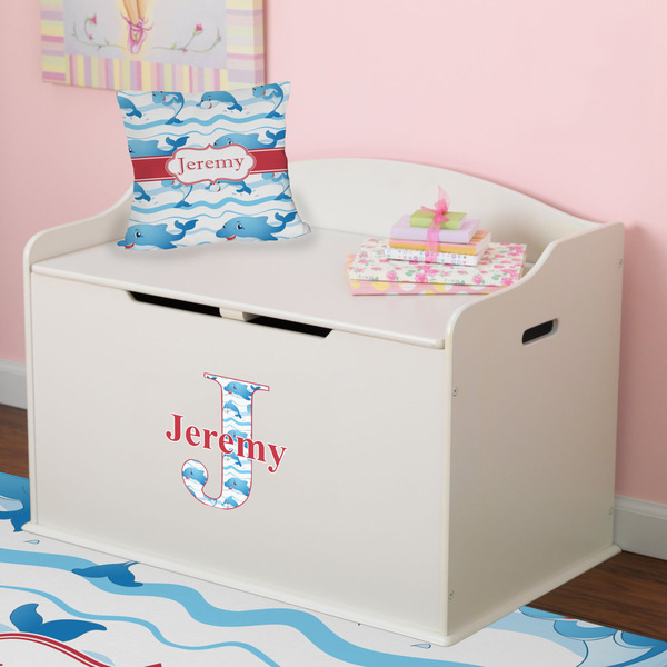 Dolphins Wall Name & Initial Small on Toy Chest
