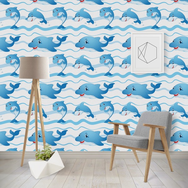Custom Dolphins Wallpaper & Surface Covering (Water Activated - Removable)