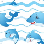 Dolphins Wallpaper & Surface Covering (Peel & Stick 24"x 24" Sample)