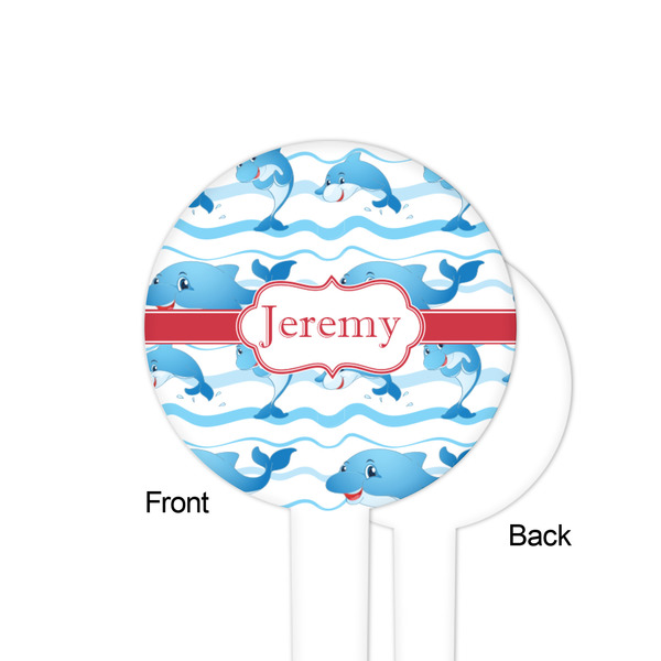 Dolphins White Plastic 4" Food Pick - Round - Single Sided - Front & Back