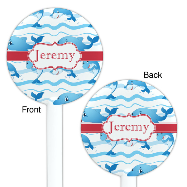 Dolphins White Plastic 5.5" Stir Stick - Double Sided - Round - Front & Back
