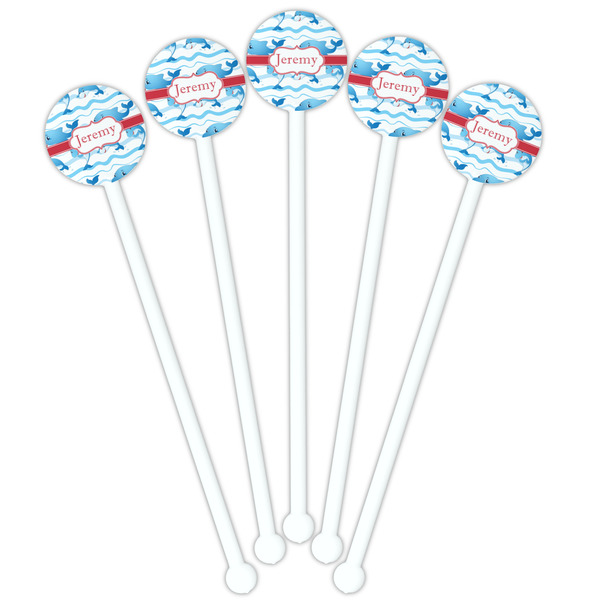 Dolphins White Plastic 5.5" Stir Stick - Fan View