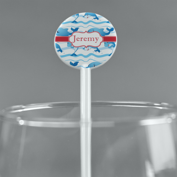 Dolphins White Plastic 5.5" Stir Stick - Round - Main