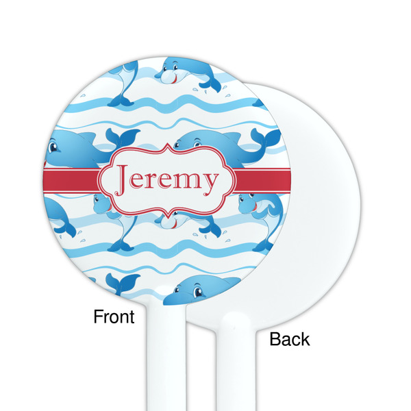 Dolphins White Plastic 5.5" Stir Stick - Single Sided - Round - Front & Back
