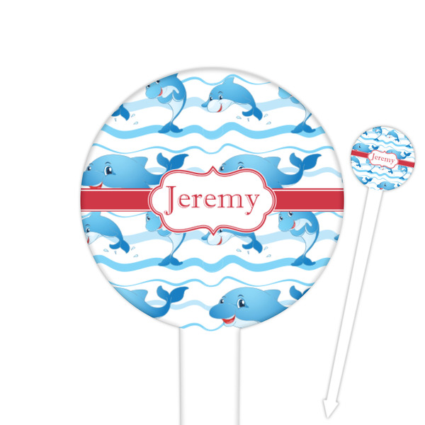 Custom Dolphins Cocktail Picks - Round Plastic (Personalized)