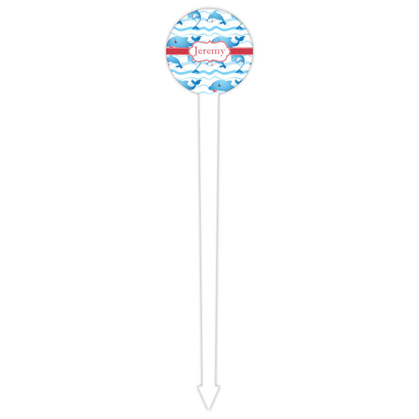 Dolphins White Plastic 6" Food Pick - Round - Single Pick