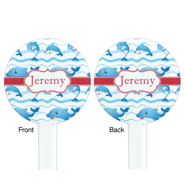 Dolphins White Plastic 7" Stir Stick - Double Sided - Round - Front & Back