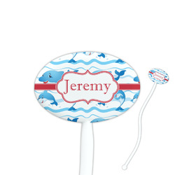Dolphins 7" Oval Plastic Stir Sticks - White - Single Sided (Personalized)