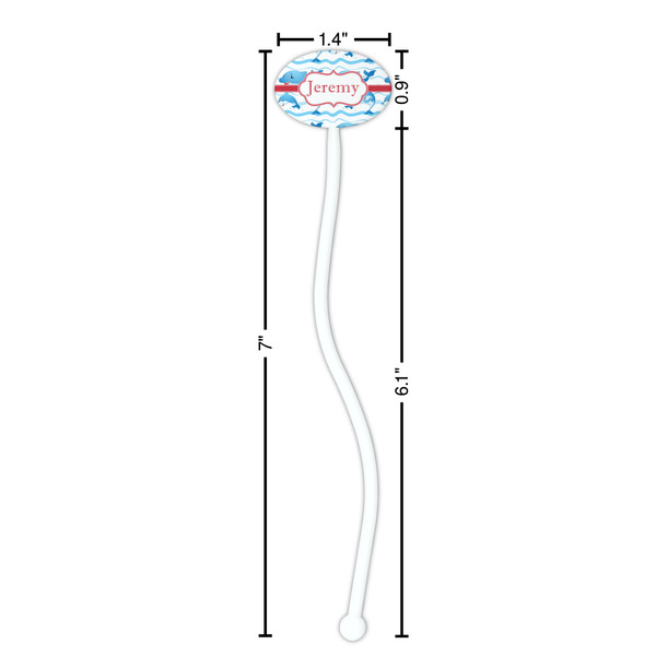 Dolphins White Plastic 7" Stir Stick - Oval - Dimensions