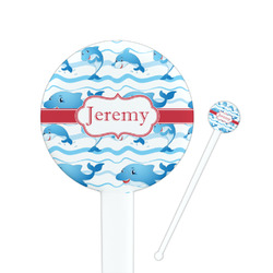 Dolphins 7" Round Plastic Stir Sticks - White - Double Sided (Personalized)