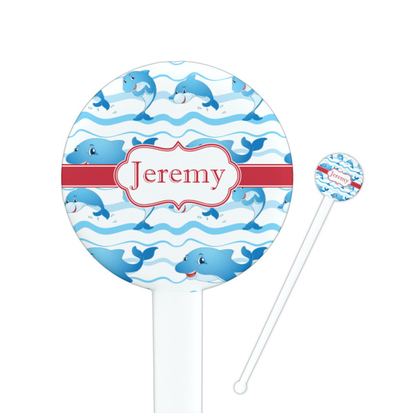 Custom Dolphins Round Plastic Stir Sticks (Personalized)