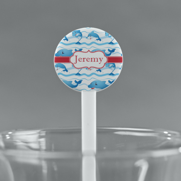 Dolphins White Plastic 7" Stir Stick - Round - Main