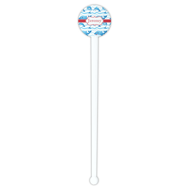 Dolphins White Plastic 7" Stir Stick - Round - Single Stick