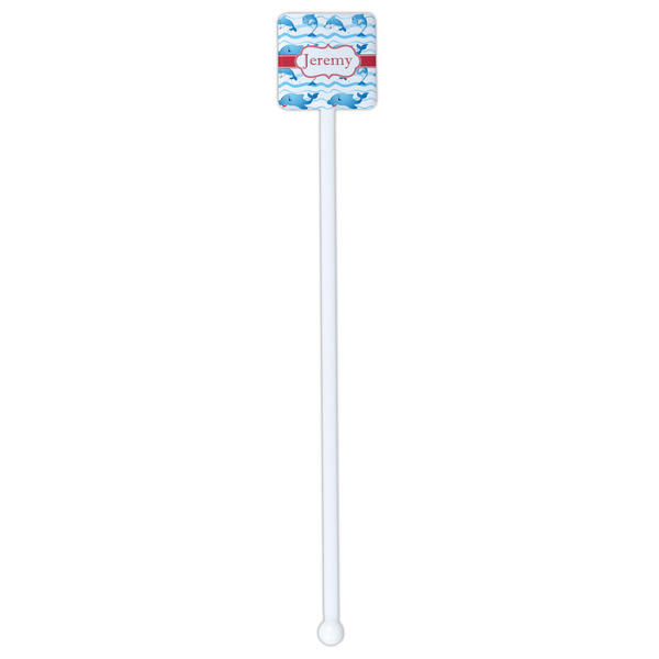 Dolphins White Plastic Stir Stick - Single Sided - Square - Single Stick