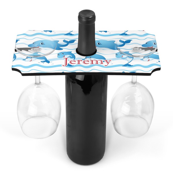 Custom Dolphins Wine Bottle & Glass Holder (Personalized)