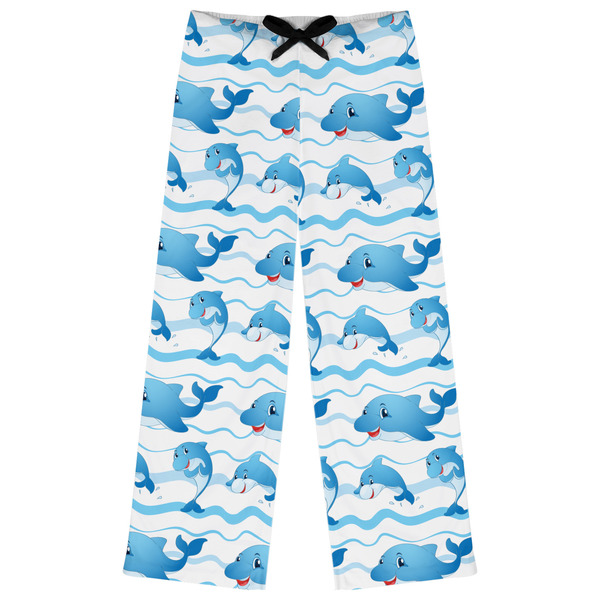 Custom Dolphins Womens Pajama Pants - L