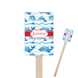 Dolphins 6.25" Rectangle Wooden Stir Sticks - Single Sided (Personalized)