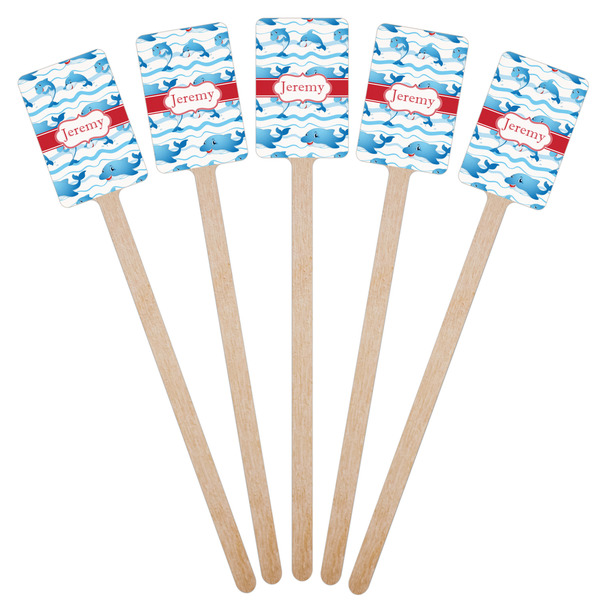 Dolphins Wooden 6.25" Stir Stick - Rectangular - Fan View