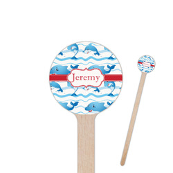 Dolphins 6" Round Wooden Stir Sticks - Double Sided (Personalized)