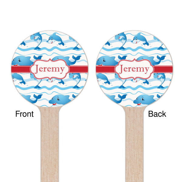 Dolphins Wooden 6" Stir Stick - Round - Double Sided - Front & Back