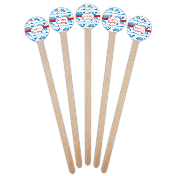 Dolphins Wooden 6" Stir Stick - Round - Fan View