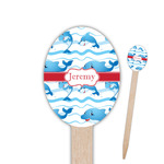 Dolphins Oval Wooden Food Picks (Personalized)