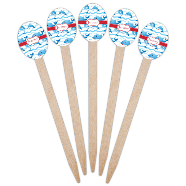 Dolphins Wooden Food Pick - Oval - Fan View