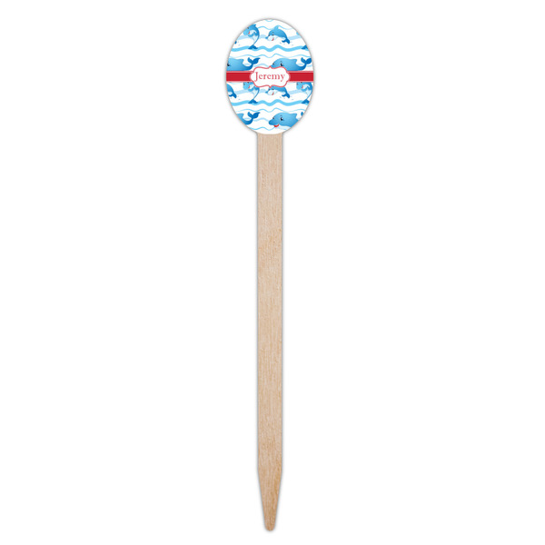 Dolphins Wooden Food Pick - Oval - Single Pick