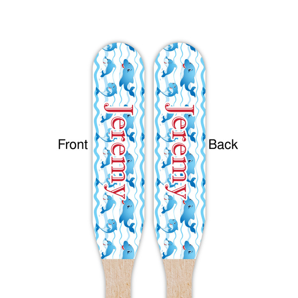 Dolphins Wooden Food Pick - Paddle - Double Sided - Front & Back