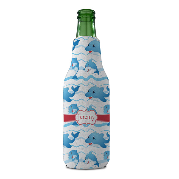 Dolphins Zipper Bottle Cooler - FRONT (bottle)