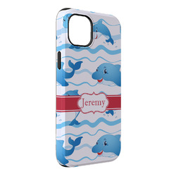 Dolphins iPhone Case - Rubber Lined - iPhone 14 Plus (Personalized)