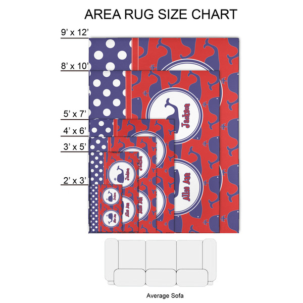 Whale 2'x3' Indoor Area Rugs - Size Chart